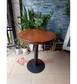Bàn tròn cafe mặt gỗ chân sắt BS55