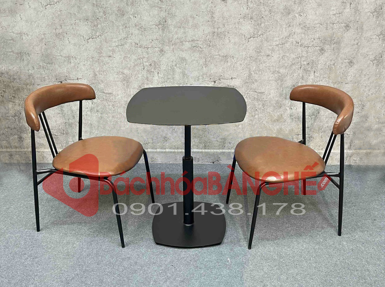 Bộ bàn ghế cafe bàn sắt ghế sắt nệm simili 251