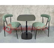 Bộ bàn ghế cafe bàn sắt ghế sắt nệm vải 250