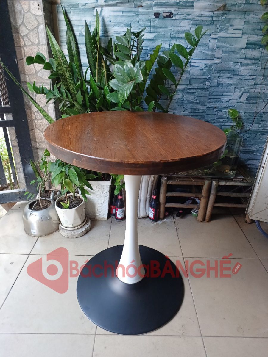 Bàn tròn cafe tiếp khách decor mặt gỗ BS47