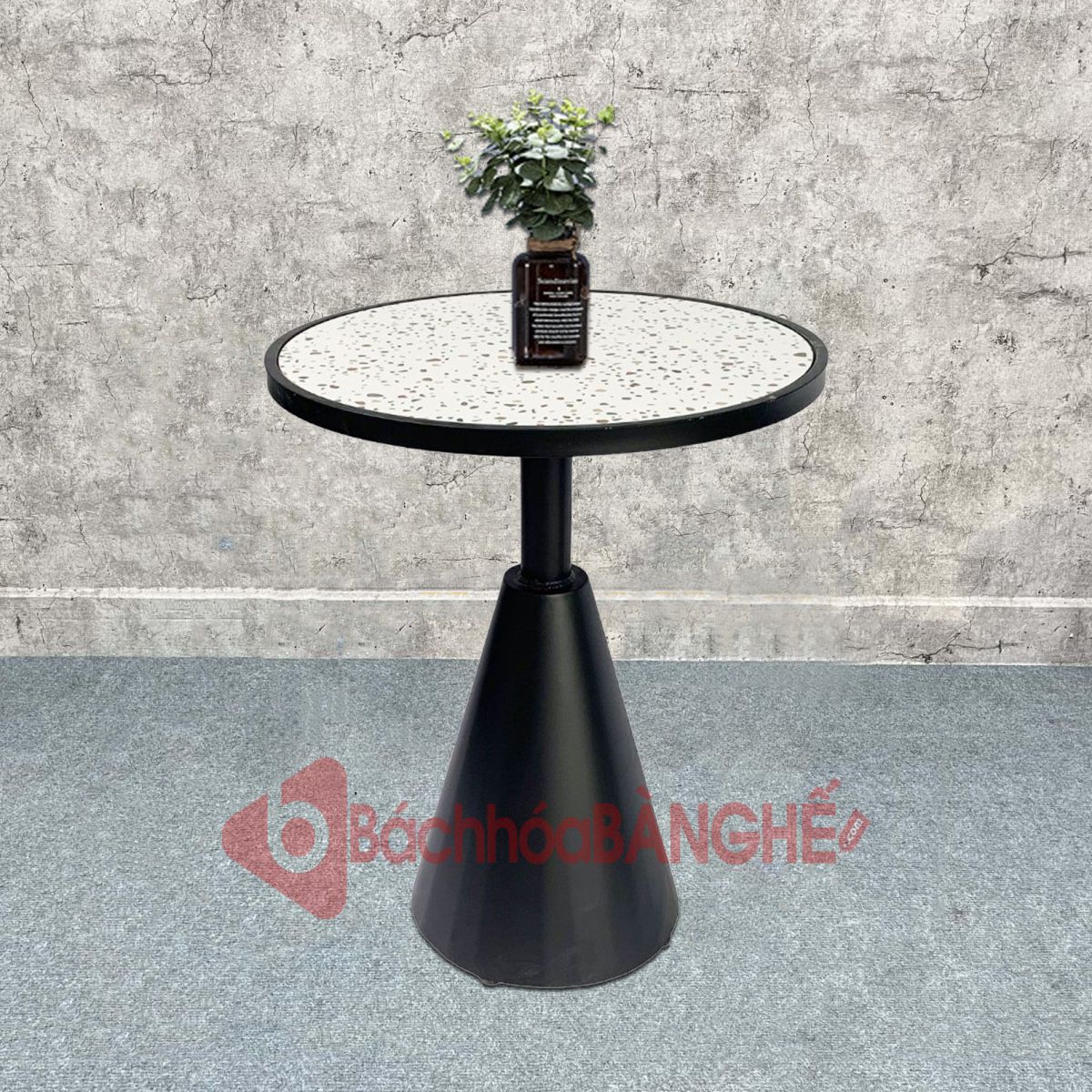 Bàn tròn cafe decor mặt gạch chân nón BSK48