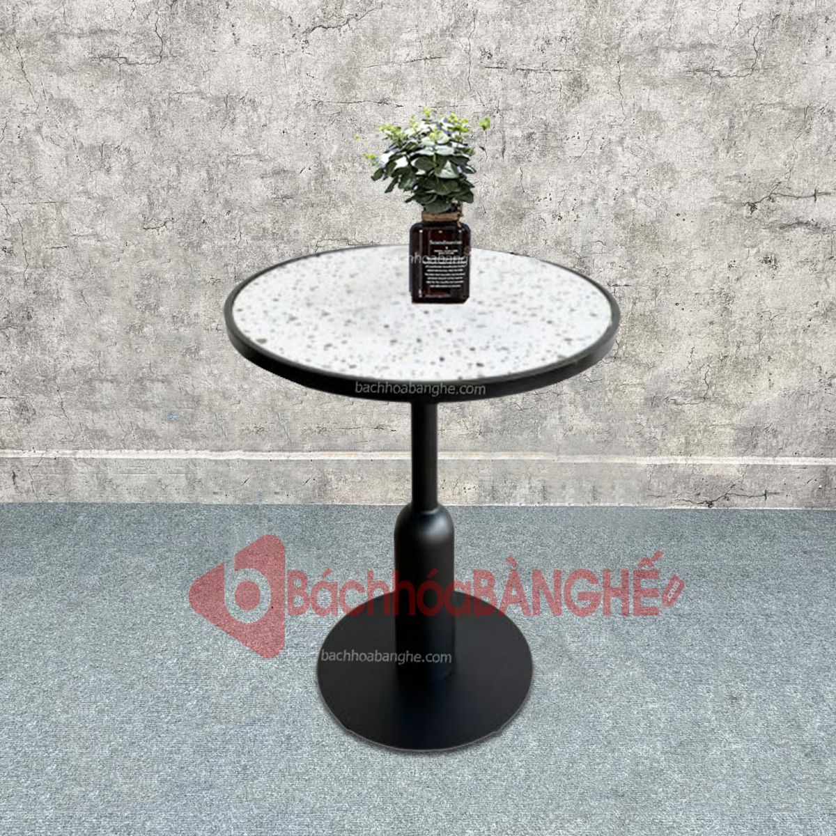 Bàn tròn cafe decor mặt gạch chân sắt sơn tĩnh điện BSK42