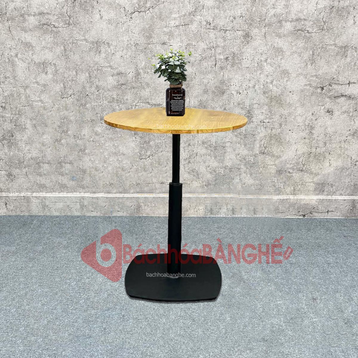 Bàn tròn cafe decor mặt gỗ BSK45