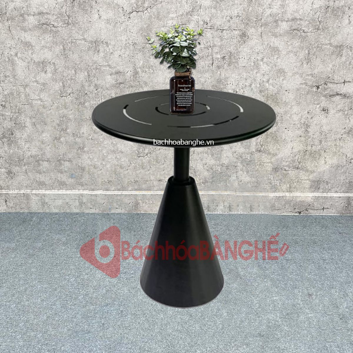 Bàn tròn cafe decor mặt tôn chân nón BSK46