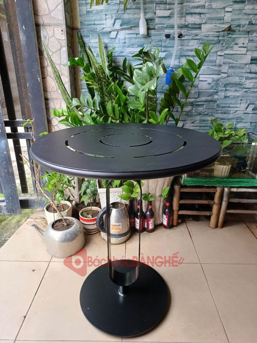 Bàn tròn cafe mặt tôn chân sắt decor BS97