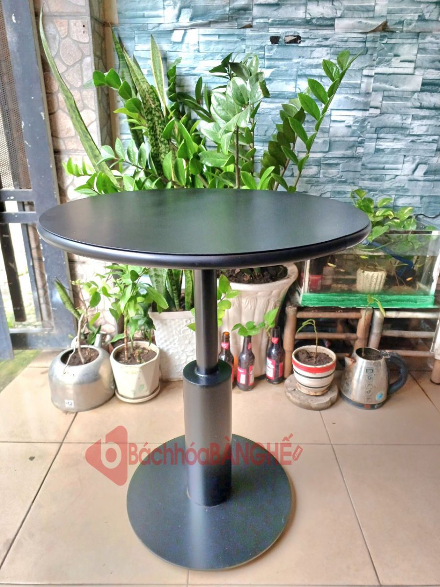 Bàn tròn cafe chân sắt decor mặt thép BS99