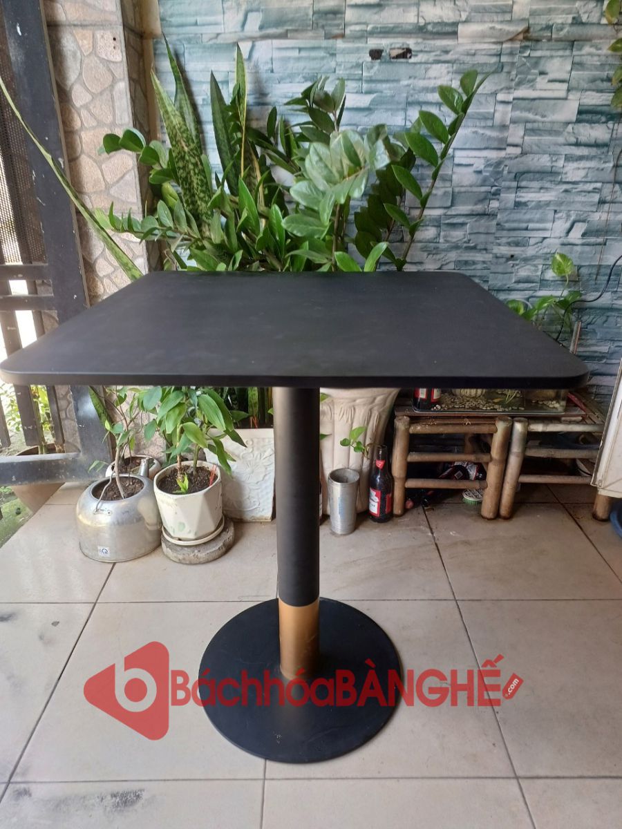 Bàn vuông cafe mặt MDF chân trụ sắt decor BS103