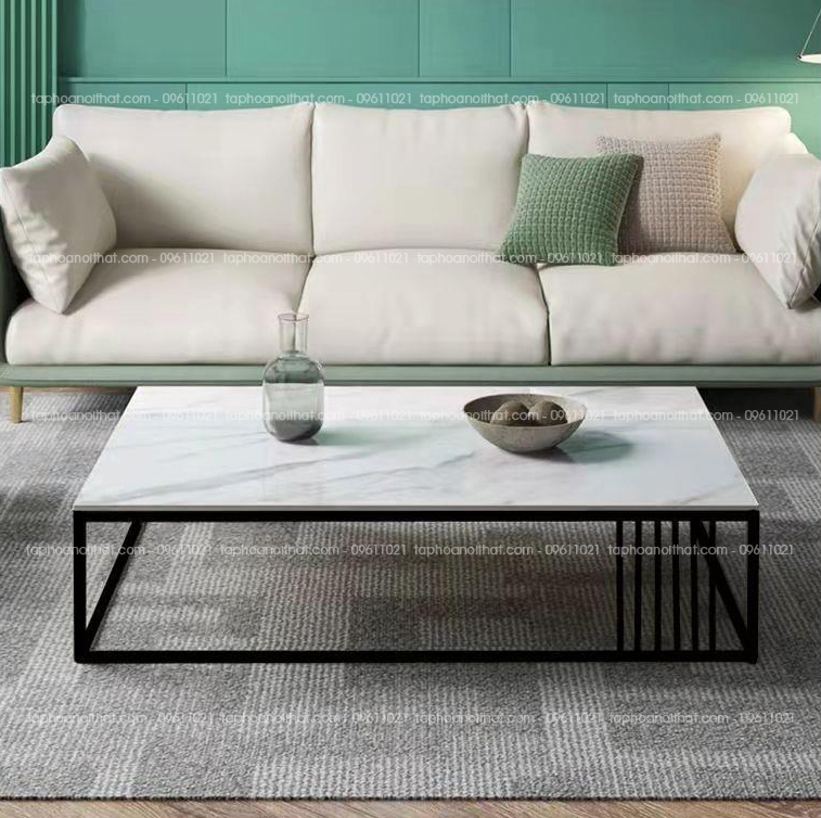 Bàn sofa chữ nhật 1m2 1m4 mặt đá khung thép BM20