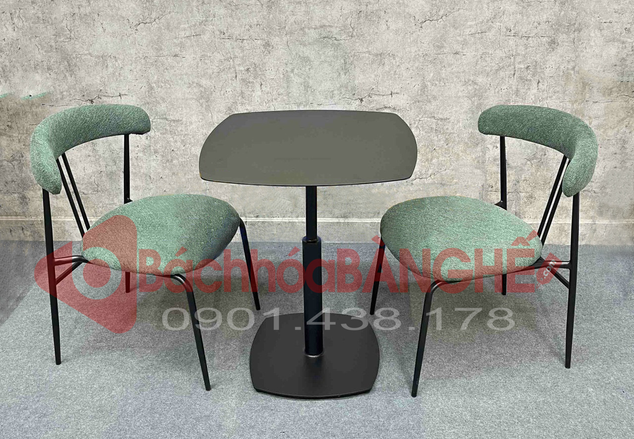 Bộ bàn ghế cafe bàn sắt ghế sắt nệm vải 250