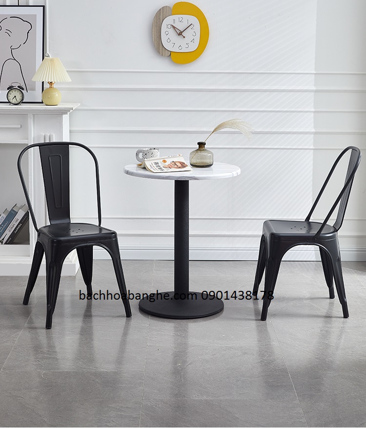 Bộ bàn ghế cafe decor ghế sắt bàn tròn 197