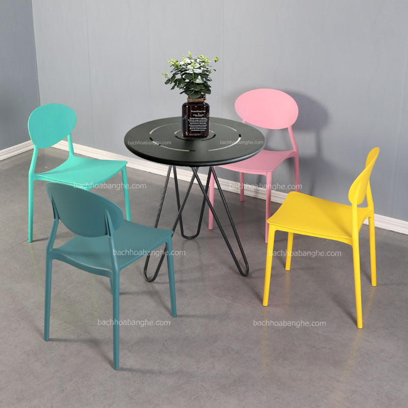 Bộ bàn ghế cafe trà sữa ghế nhựa đúc 128